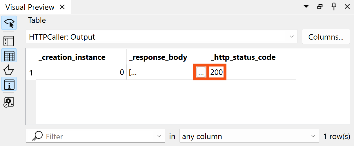 Ellipsis button and HTTP response code